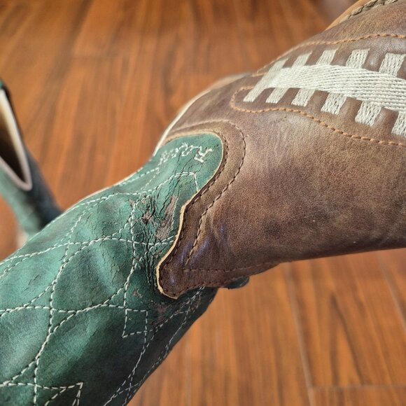 Youth Size 1 Genuine Leather Roper Cowboy Boots - Picture 6 of 6